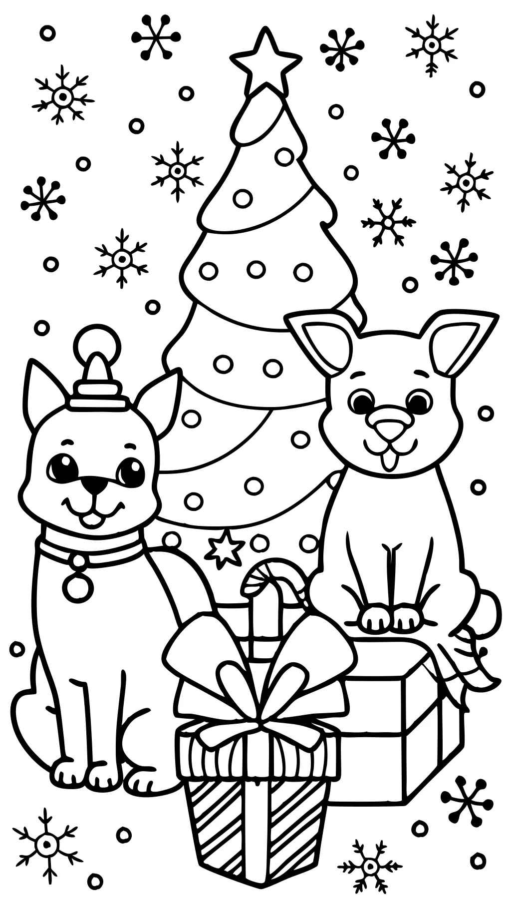 coloriages de Noël avec des chiens